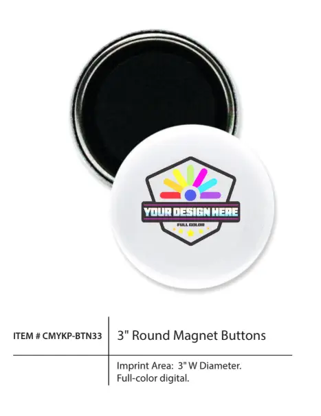 3" Round Magnet Buttons 17 mil.