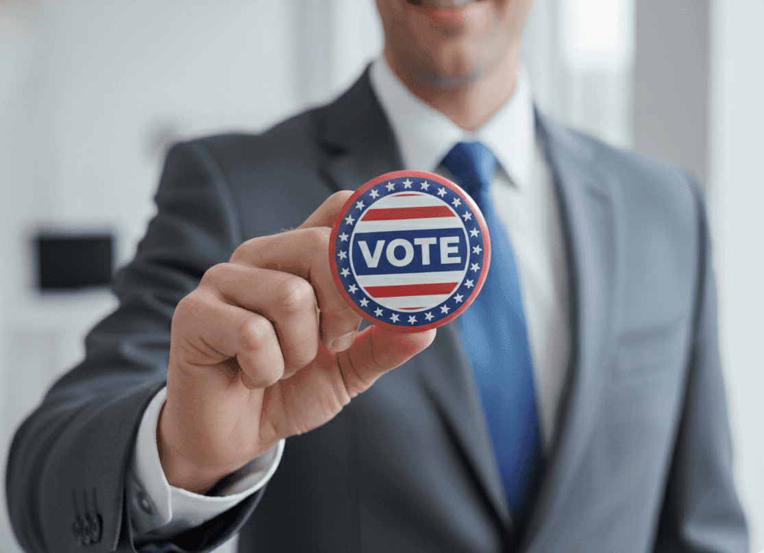 Custom 2.25 inch pin for your next campaign!